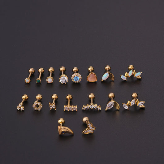 Aretes de Circón Facetado con Piercing - Image 10