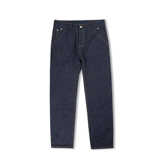 Pantalones Vaqueros Vintage Rojo Cintura Media Rectos con Ribete Blanco