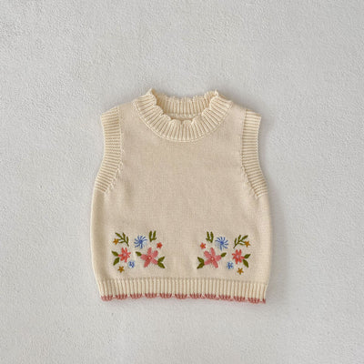 Chaleco Infantil de Cuello Redondo con Bordado Otoñal - Image 9