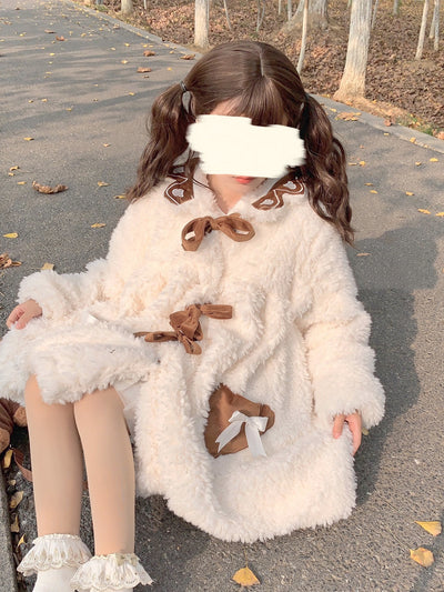 Chaqueta JK Lolita Soft Girl con Oso Floral - Abrigo Invierno Largo - Image 10