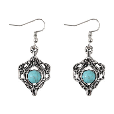 Aretes Colgantes de Gema Retro con Enrollado Simple - Image 5