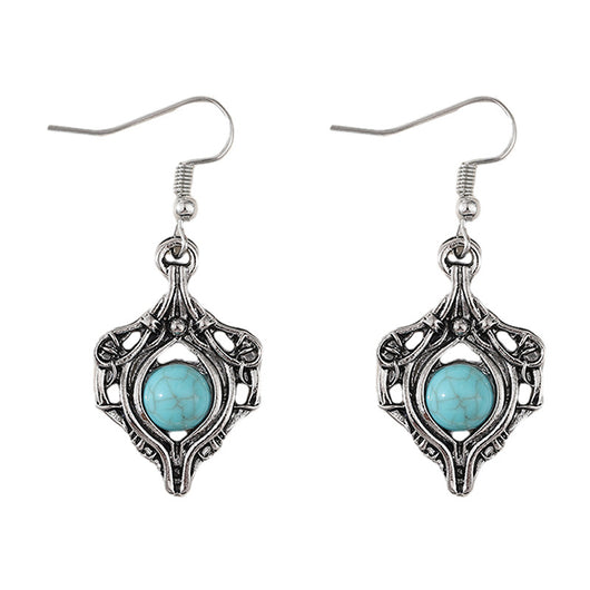Aretes Colgantes de Gema Retro con Enrollado Simple - Image 5