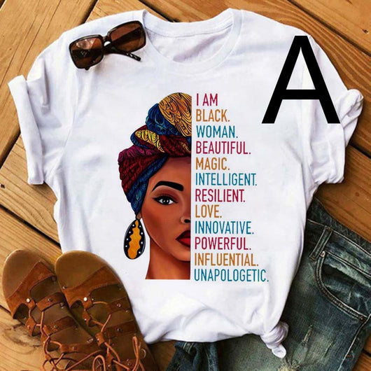 Camiseta Estampada Mujer African Black Girl - Manga Corta - Image 22