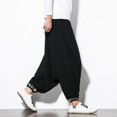 Pantalones Anchos Étnicos Nepaleses con Tirantes Retro para Hombre - Image 4
