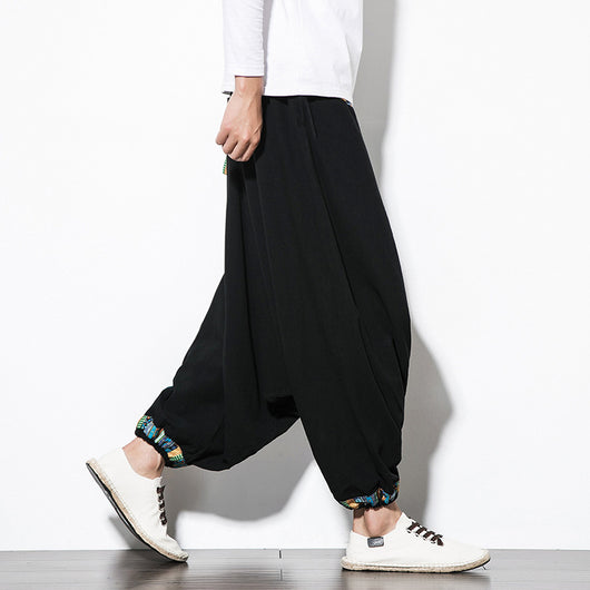 Pantalones Anchos Étnicos Nepaleses con Tirantes Retro para Hombre - Image 4