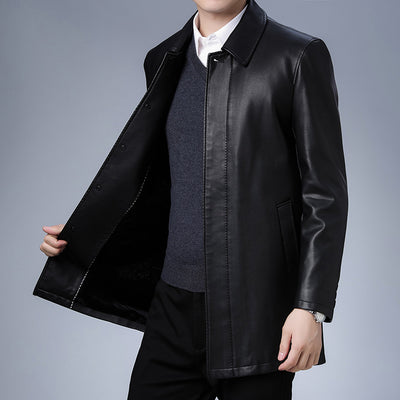 Chaqueta de Cuero para Hombre con Forro Térmico y Solapa - Image 2