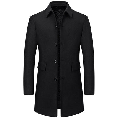 Abrigo de Lana Premium para Hombre Maduro - Estilo Solapa Clásica