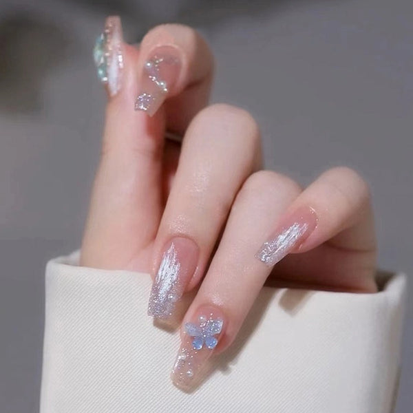 Uñas Postizas Aurora Butterfly con Efecto Perla Rota