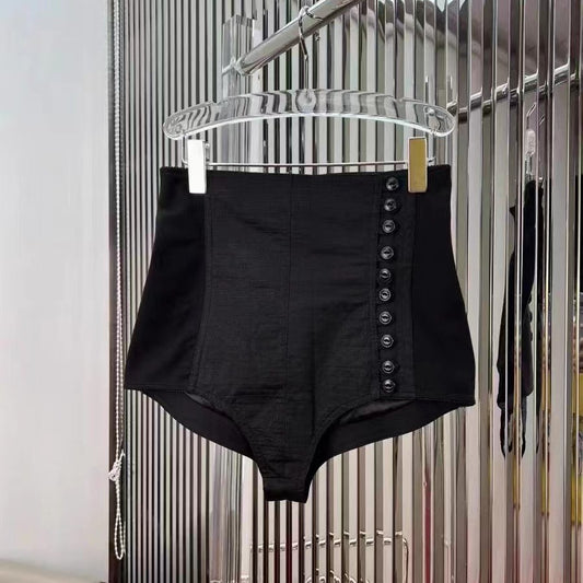 Pantalón de Algodón Negro Recto con Cordón - Estilo Casual Minimalista