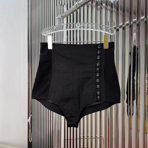 Pantalón de Algodón Negro Recto con Cordón - Estilo Casual Minimalista