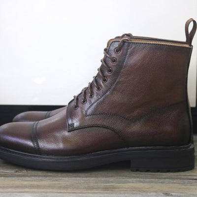 Botas Formales de Cuero Negro con Punta Redonda para Hombre - Image 2