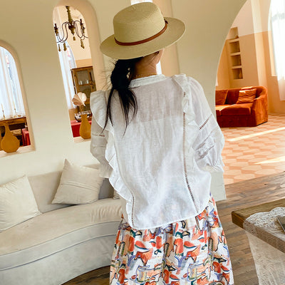 Camisa Blanca de Diseño Francés para Mujer - Image 4