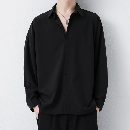 Camisa Negra Casual de Otoño con Cuello Mao y Mangas Largas - Image 10