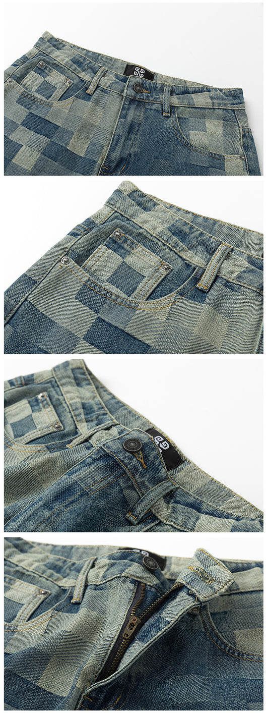 Chamarra Denim Mosaico Estilo Coreano para Hombre - Image 7