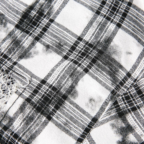 Camisa Cuadros Retro Oversize Manga Corta