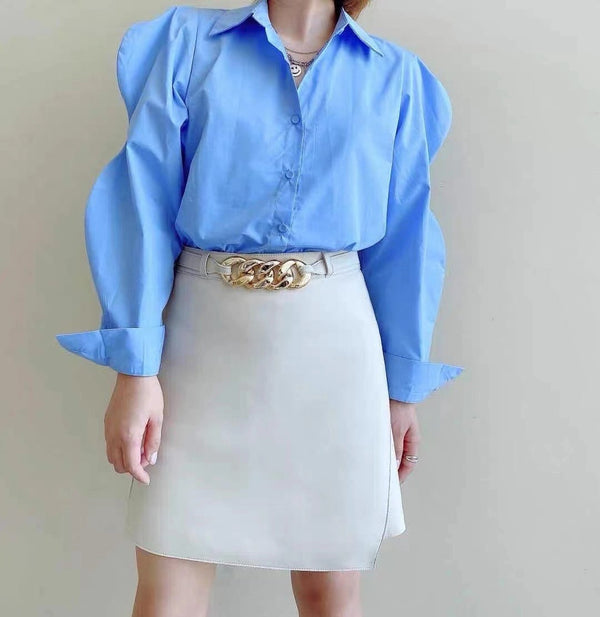 Falda A-línea Cintura Alta Slim con Cadena Metálica - Image 4