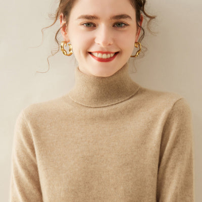 Suéter Cuello Alto de Cachemira Pura para Mujer