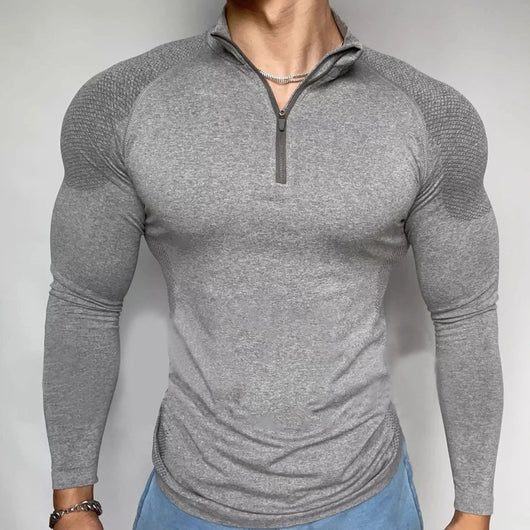 Polera Deportiva Ajustada con Cierre de Cremallera para Entrenamiento y Outdoor - Image 5