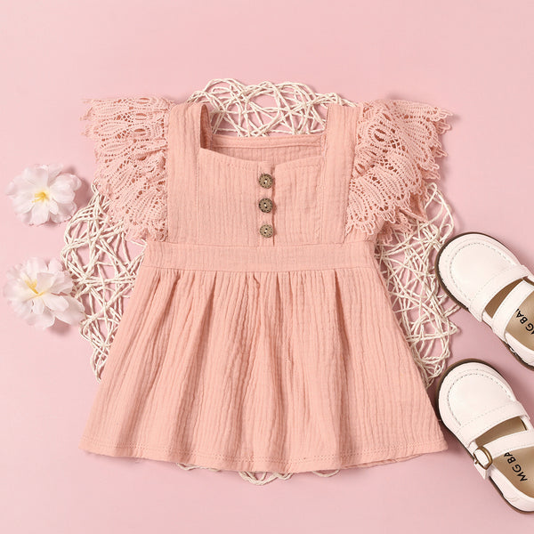 Vestido Infantil Sin Mangas de Color Liso para Primavera - Image 5