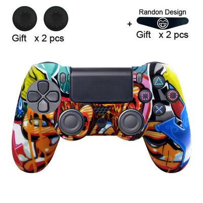 Bright yellow silicone protective cover for a PS4 controller, featuring black buttons and colored action symbols. - Image 39