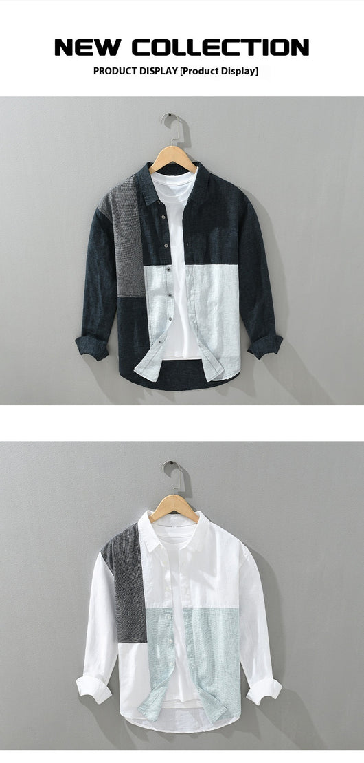 Camisa Manga Larga con Contraste de Colores para Hombre - Image 14