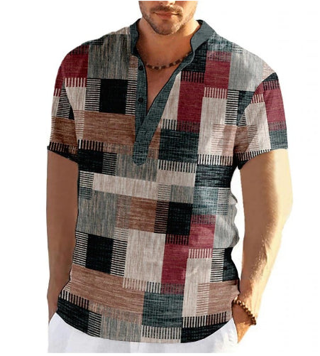Camisa de Lino Estampada para Hombre - Primavera y Otoño - Image 4