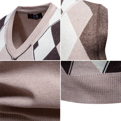 Suéter Tejido Jacquard para Hombre - Chaleco Cuello V - Image 4