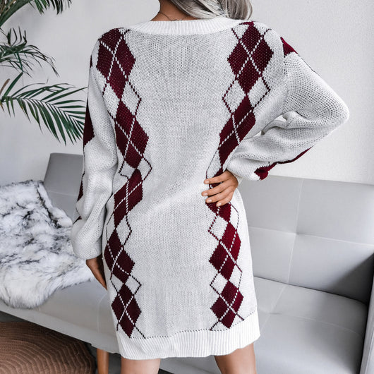 Vestido Suéter Universitario con Diamantes Estilo Europeo y Americano - Image 12