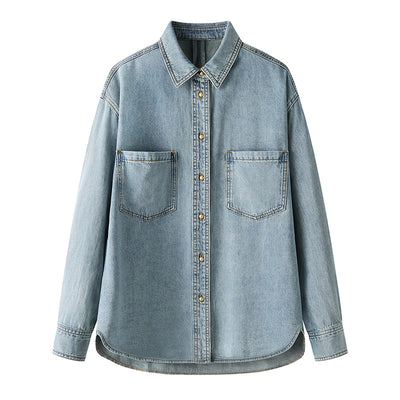 Camisa Minimalista Azul Denim para Commute Diario - Image 5