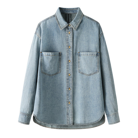 Camisa Minimalista Azul Denim para Commute Diario - Image 5