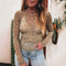 Blusa Casual Estampado Floral Manga Larga Ajustada