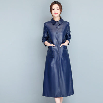 Gabardina de Cuero Fino para Mujer - Elegancia Minimalista - Image 4