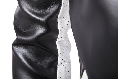 Abrigo de Cuero con Cuello de Pie y Combinación de Colores - Image 16