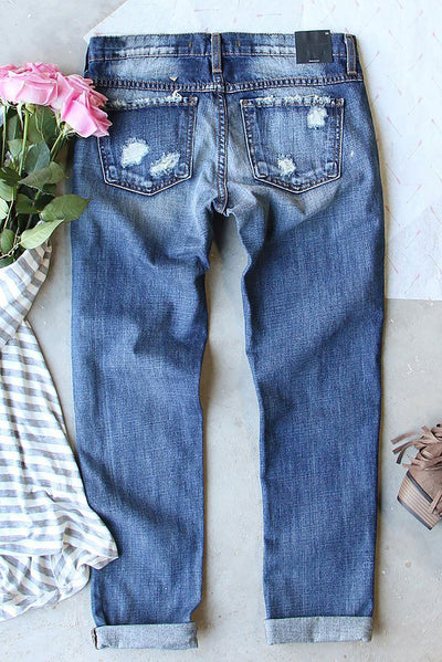 Jeans Rotos Estampados Cintura Media para Mujer - Image 4
