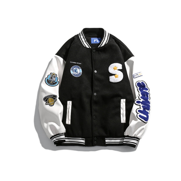 Chaqueta Deportiva de Béisbol con Parches de Contraste