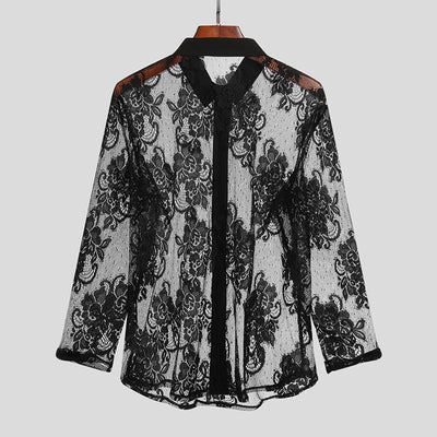 Camisa de Malla Transpirable con Encaje de Manga Larga para Hombre - Image 3