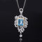 Simulated Aquamarine Pendant Ring Set Pendant Necklace
