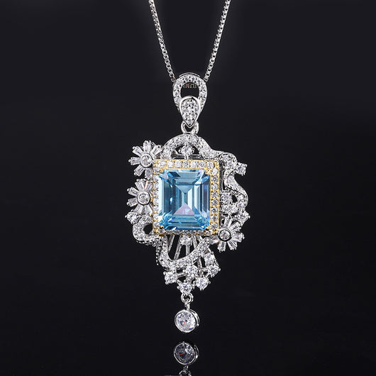 Conjunto de Anillo y Pendiente de Aguamarina Simulada - Image 4
