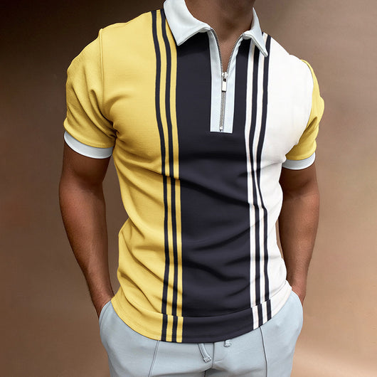 Polo Casual a Rayas Khaki con Cuello Solapa - Image 10