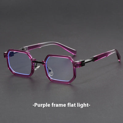 Retro polygon sunglasses for women with a leopard print frame and blue-tinted lenses. - Image 6