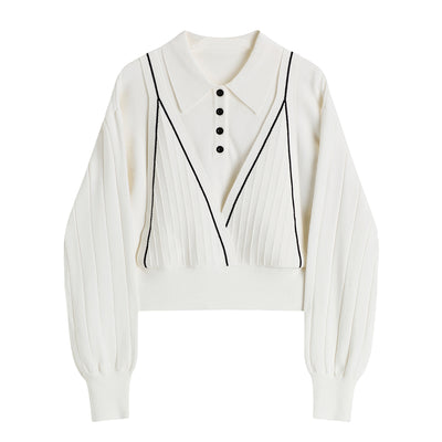 Suéter Tipo Dos Piezas con Cuello Polo para Mujer - Image 5
