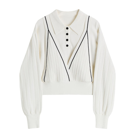 Suéter Tipo Dos Piezas con Cuello Polo para Mujer - Image 5