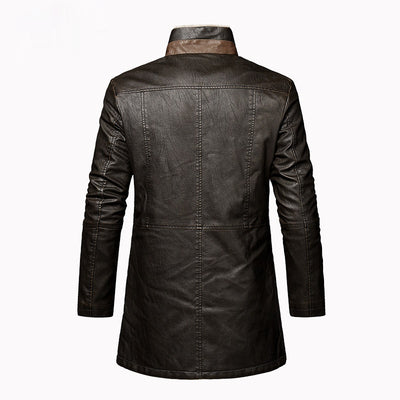 Abrigo de Cuero PU Talla Grande para Hombre - Corte Extendido - Image 4