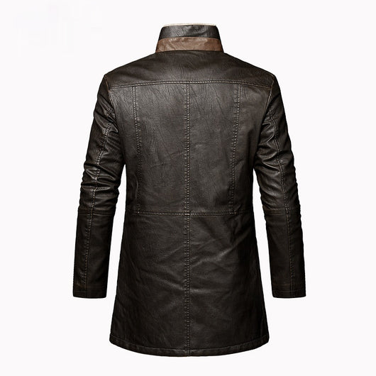 Abrigo de Cuero PU Talla Grande para Hombre - Corte Extendido - Image 4
