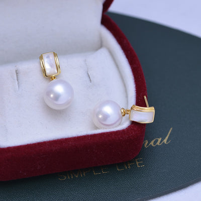 Aretes de Perlas de Agua Dulce Blancas 10-11mm - Círculo Perfecto Brillo Intenso - Image 6