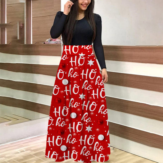 Conjunto de Falda Larga con Estampado Navideño Europeo y Americano - Image 9