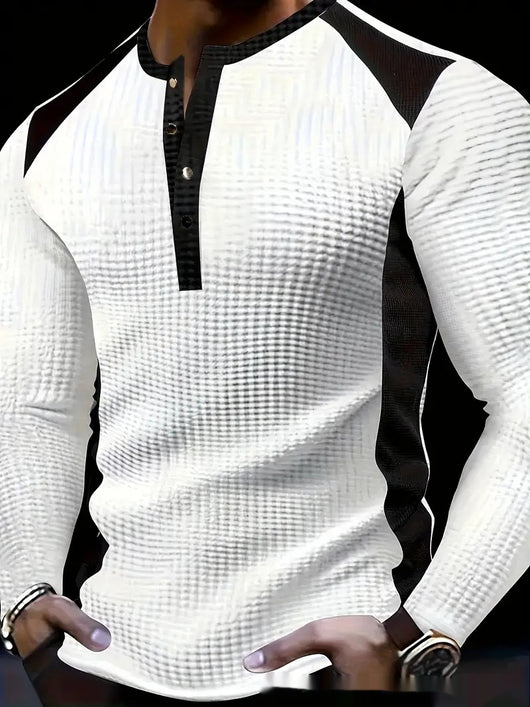 Sudadera Hombre Manga Larga Diseño Jacquard Patchwork Corte Holgado - Image 10