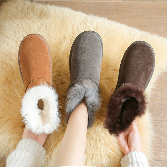 Botas de Nieve Cortas con Terciopelo y Caña Baja para Mujer