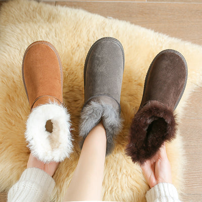 Botas de Nieve Cortas con Terciopelo y Caña Baja para Mujer