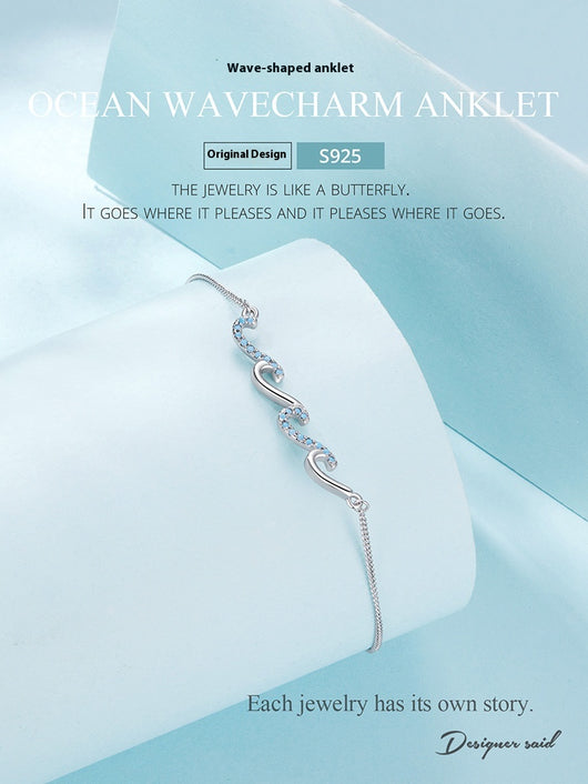 Pulsera Tobillera de Plata Esterlina S925 Azul HAILANG - Image 6